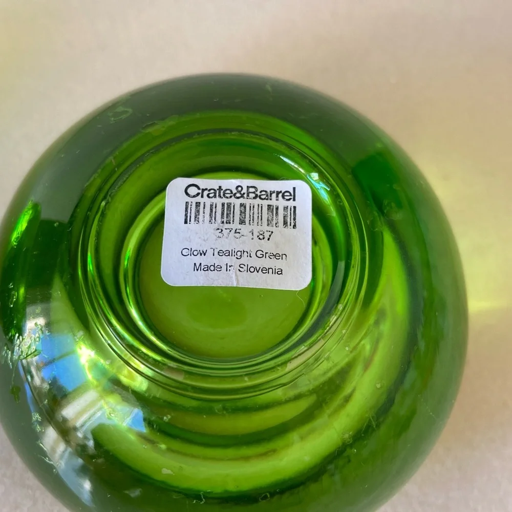 (2) Crate&Barrel green glass tea lights